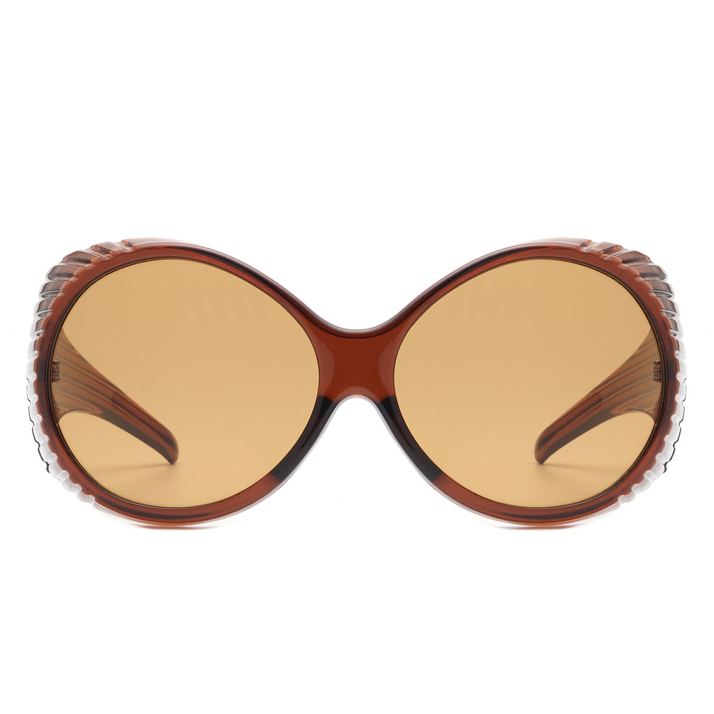 Radiant - Oversized Round Wrap-Around Fashion Women's Sunglasses